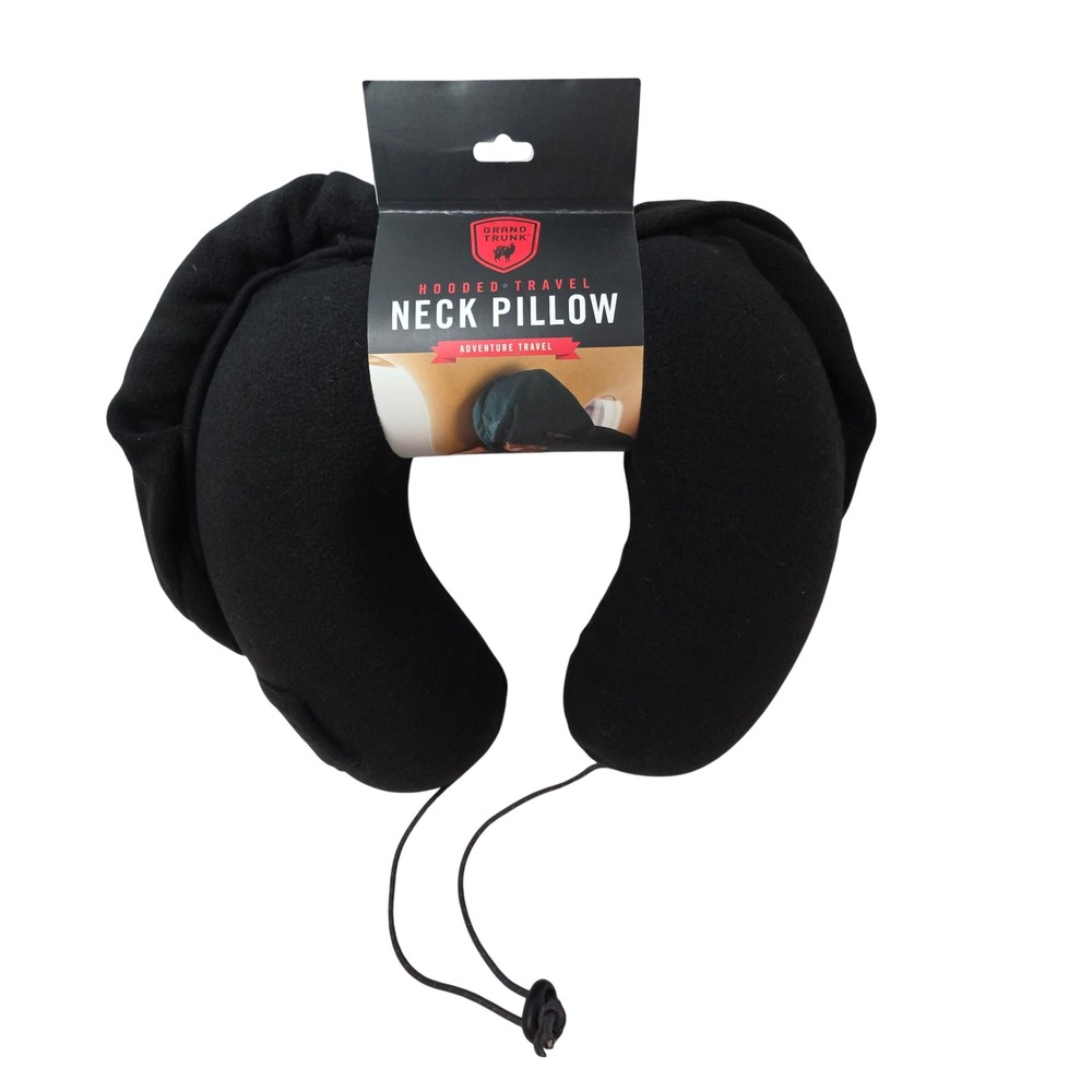 NEW Grand Trunk Hooded Travel Neck Pillow Black Memory Foam Adventure Travel Nap